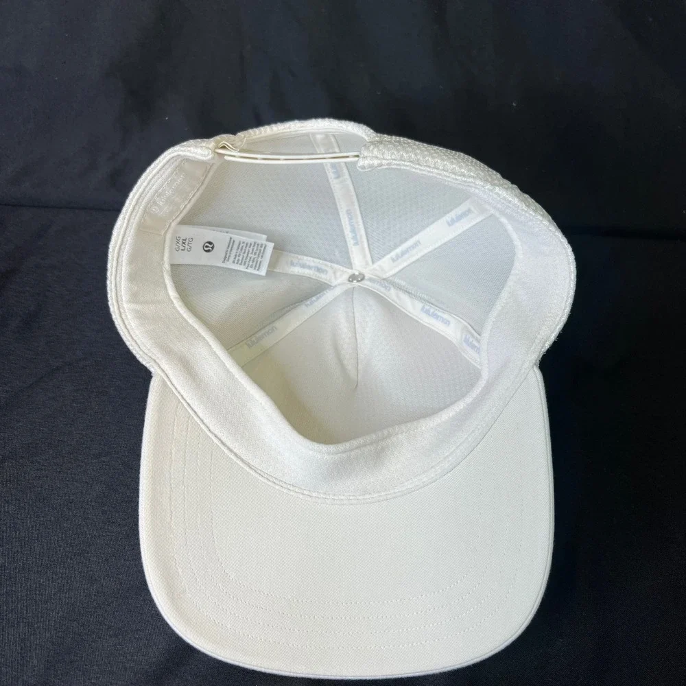 Lululemon Athletica L/XL White Mesh Back Trucker Hat Snapback Logo Cap
